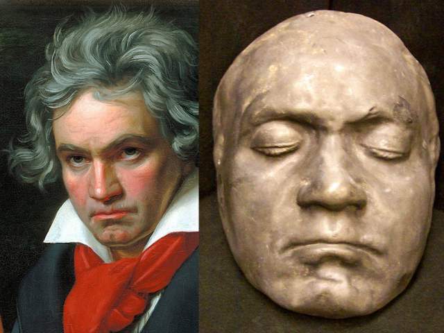 Молодой художник Иосиф Даннхаузер сделал маску через два дня после смерти композитора, и контраст с прижизненной маской Бетховена 1812 года просто удивителен.