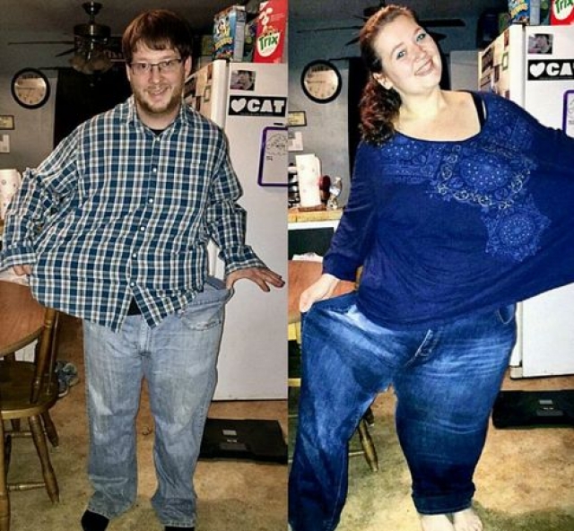В результате за год муж и жена сбросили почти 140 килограммов: занимаясь спортом и отказавшись от вредной жирной пищи, Лекси похудела примерно на 100 кг, а Дэнни — на более чем 30 кг.