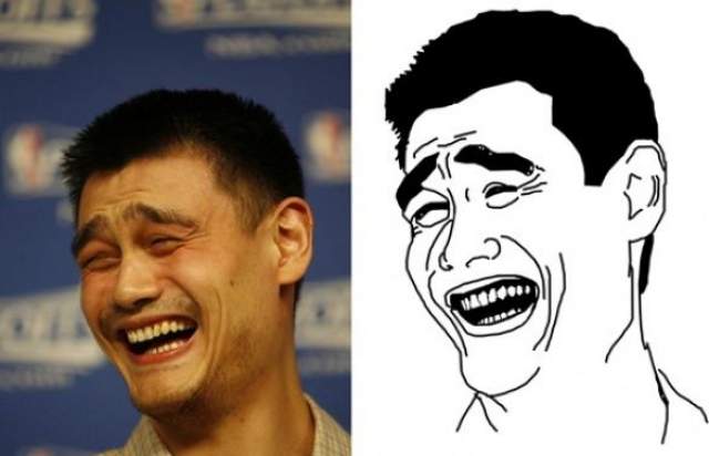 Яо Мин . Снимок китайского баскетболиста Яо Мина переделали в мем из-за интересного выражения лица. 