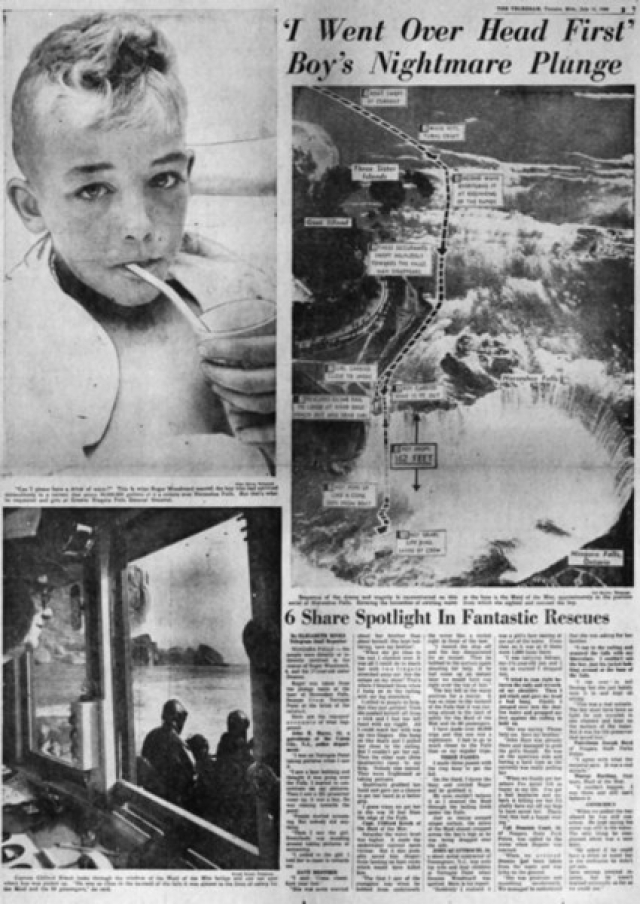Впрочем, были в истории преодоления водопада и чудесные спасения. 9 июля 1960 года произошло событие, впоследствии названное «Ниагарским Чудом». Семилетний американский мальчик Роджер Вудвард случайно был унесен потоком воды и попал в водопад «Подкова», имея на себе только спасательный жилет, и остался жив и невредим, а его 17-летнюю сестру успели вытащить спасательным кругом в 6 метрах от обрыва на Козьем острове.