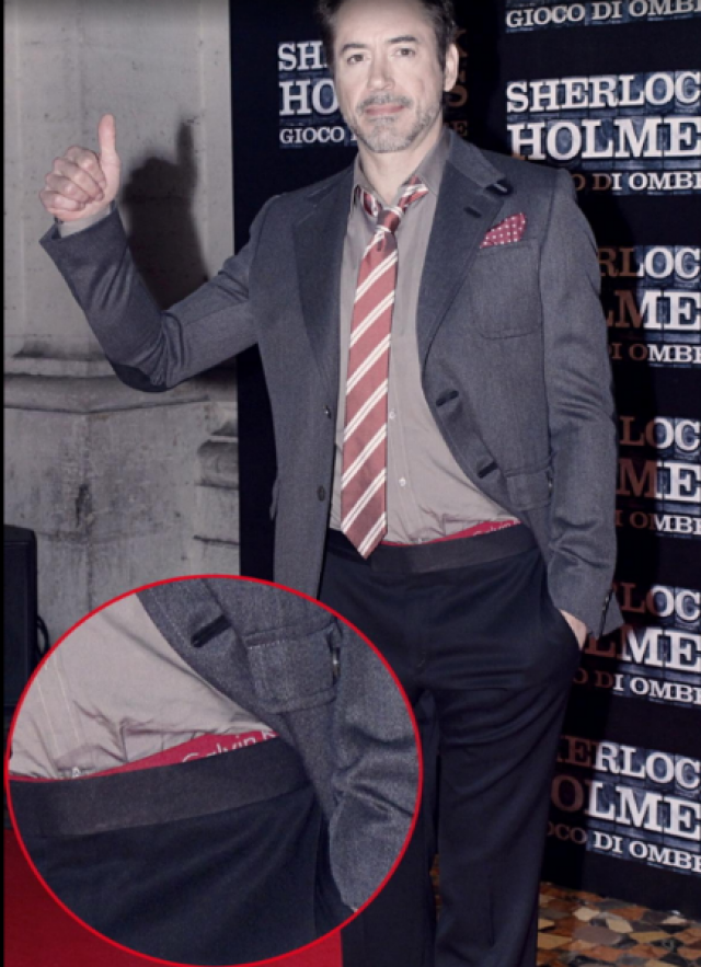 Роберт Дауни-младший , наоборот, заправил рубашку не только в брюки, но и в трусы.