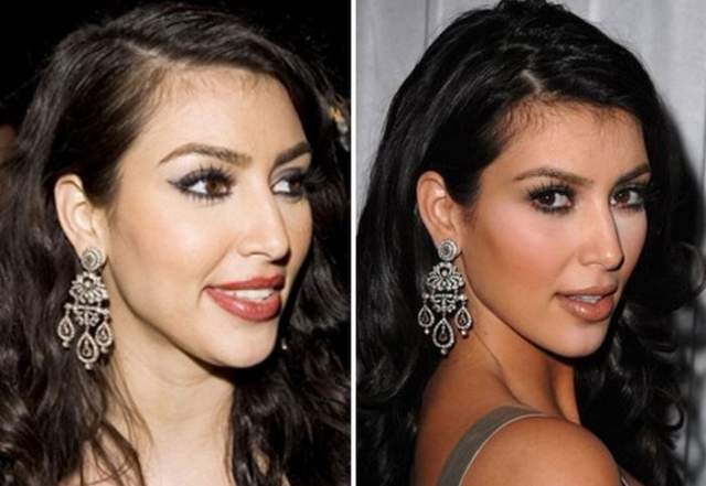 Ким Кардашьян, 38 лет. Звезда американского шоу о ее семействе утверждает, что всего лишь научилась делать правильный макияж и никогда не прибегала к помощи хирургов для наведения красоты.