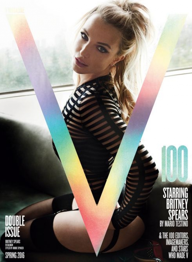 Весной 2016 года Бритни стала героиней обложки журнала V Magazine (выпуск 100-го номера журнала). И, как утверждает главный редактор издания, сомнений у редакции, кто должен стать героиней юбилейной обложки, не было.