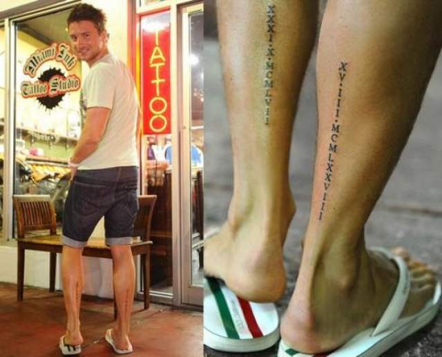 Татуировки Сергея Лазарева на ногах