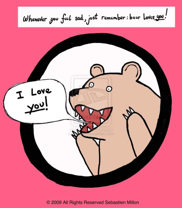 Медведь в кустах . Забавный медведь оказался весьма уместным изображением во многих ситуациях. Был размещен впервые на сайте Deviantart в 2009 году. Изначально он кричал о любви.