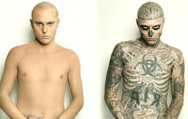 Рик Дженест превратил себя в “зомби”. Он выдержал 24-часовой процесс нанесения татуировок общей стоимостью более 4075 долларов.