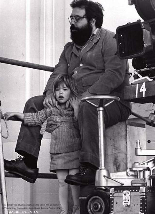 Френсис Форд Коппола и София Коппола на сьемках фильма "Крестный отец часть ll", 1974 год 