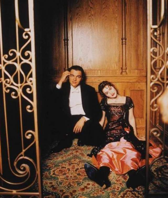 Леонардо ДиКаприо и Кейт Уинслет на сьемках "Титаника", 1996 год. 