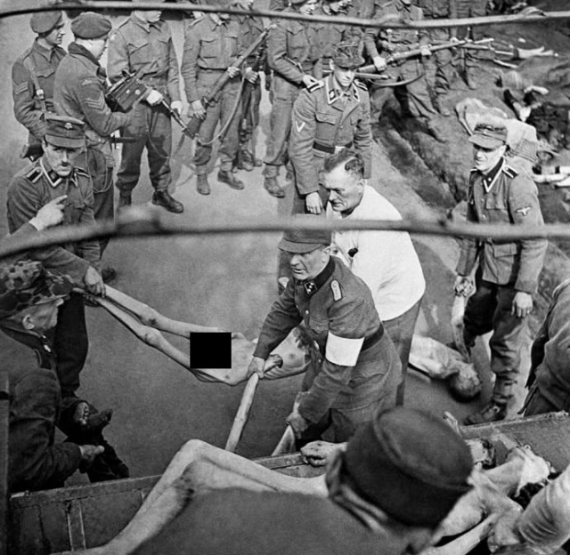 В январе 1945 года прибыли тысячи евреев из польских концлагерей. Многие из них смертельно больны, сотни тел остаются безжизненно лежать в вагонах.