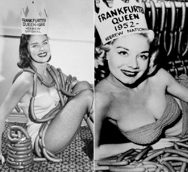 "Королева франкуфртских колбасок". В 50-х годах прошлого века в Соединённых Штатах в рамках Национальной недели хот-догов проводились своеобразные конкурсы красоты.