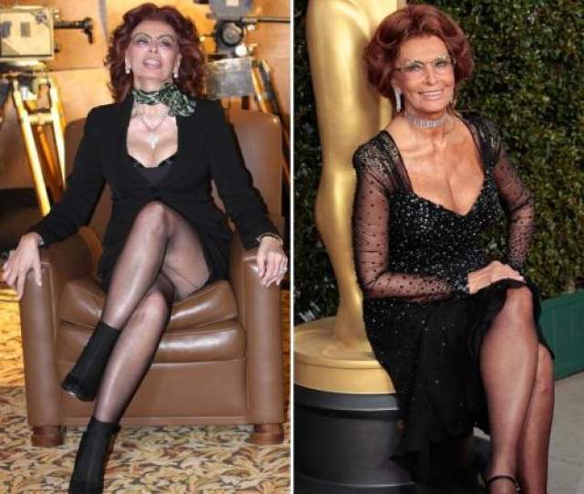 Легендарной актрисе принадлежит фраза: "Женское платье, как забор из колючей проволоки, должно служить своей цели, не загораживая вид". Вот как знойная итальянка проиллюстрировала это в 75 (слева), 77 лет.