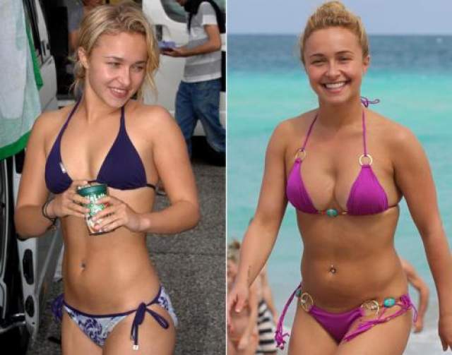 Хайден Панеттьери На фото 2009 года (слева) у актрисы грудь заметно меньше. Панеттьери между тем отрицает использование грудных имплантов. 