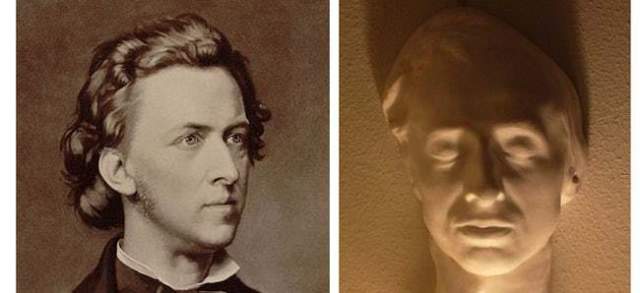 Фредерик Шопен. Комозитиор скончался в возрасте всего 39 лет, а его посмертную маску создал Огюст Клезингер 17 октября 1849 года.