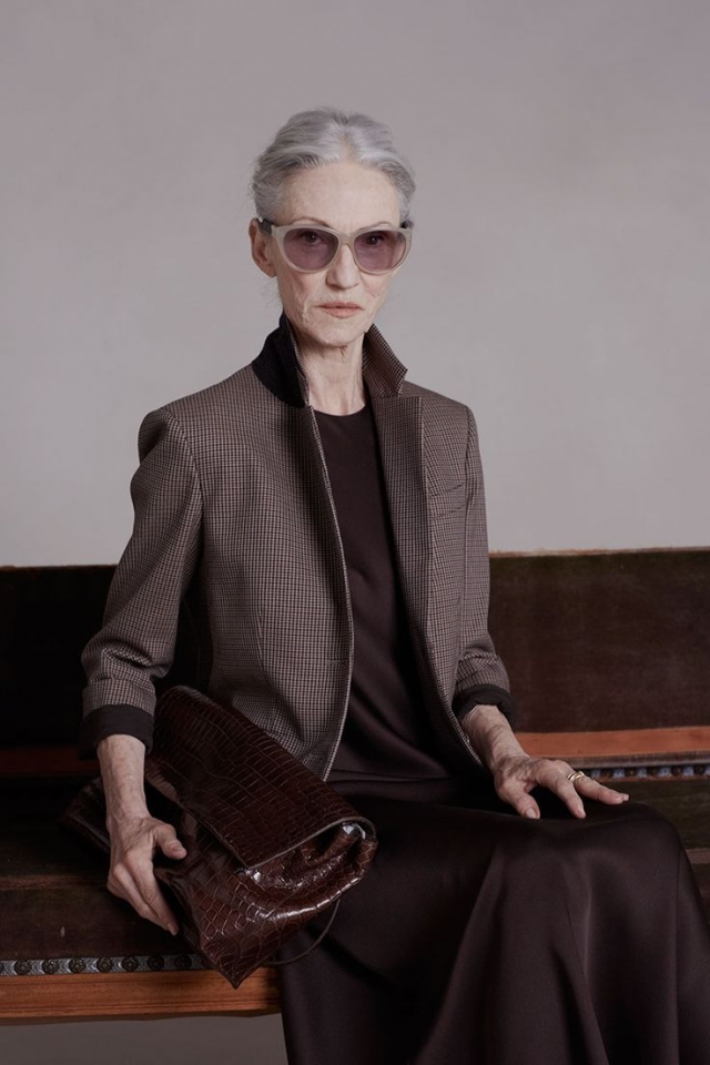 Линда Родин. В 2014 году 65-летняя икона стиля, модель, стилист и модный редактор приняла участие в съемках рекламы новой коллекции бренда The Row сестер Олсен.