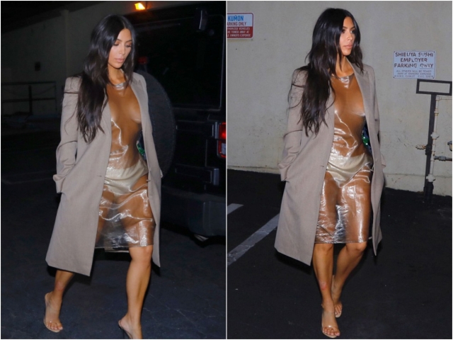 Не так давно папарацци засняли Ким, идущей по улице в абсолютно прозрачном платье.