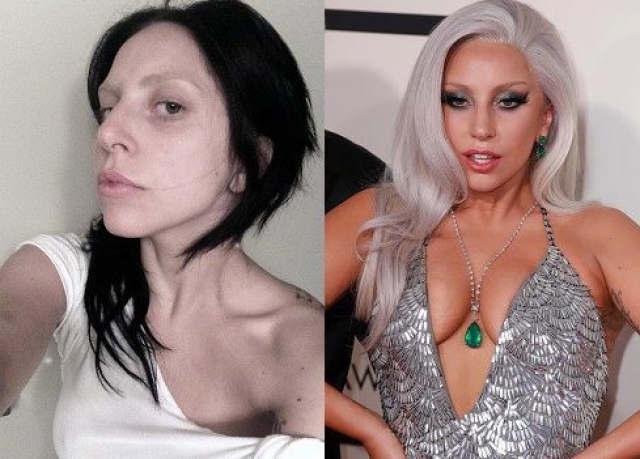 Леди Гага. Певица эпатирует и так, и эдак: на сцене - ярким гримом, в жизни - фото без макияжа в Instagram.